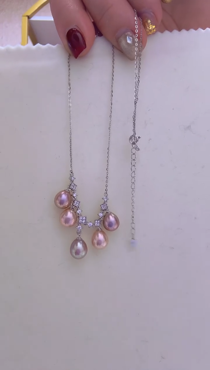 【闪购商品】淡水珍珠颈饰未镶嵌美人泪8-9mm+S925银一体链