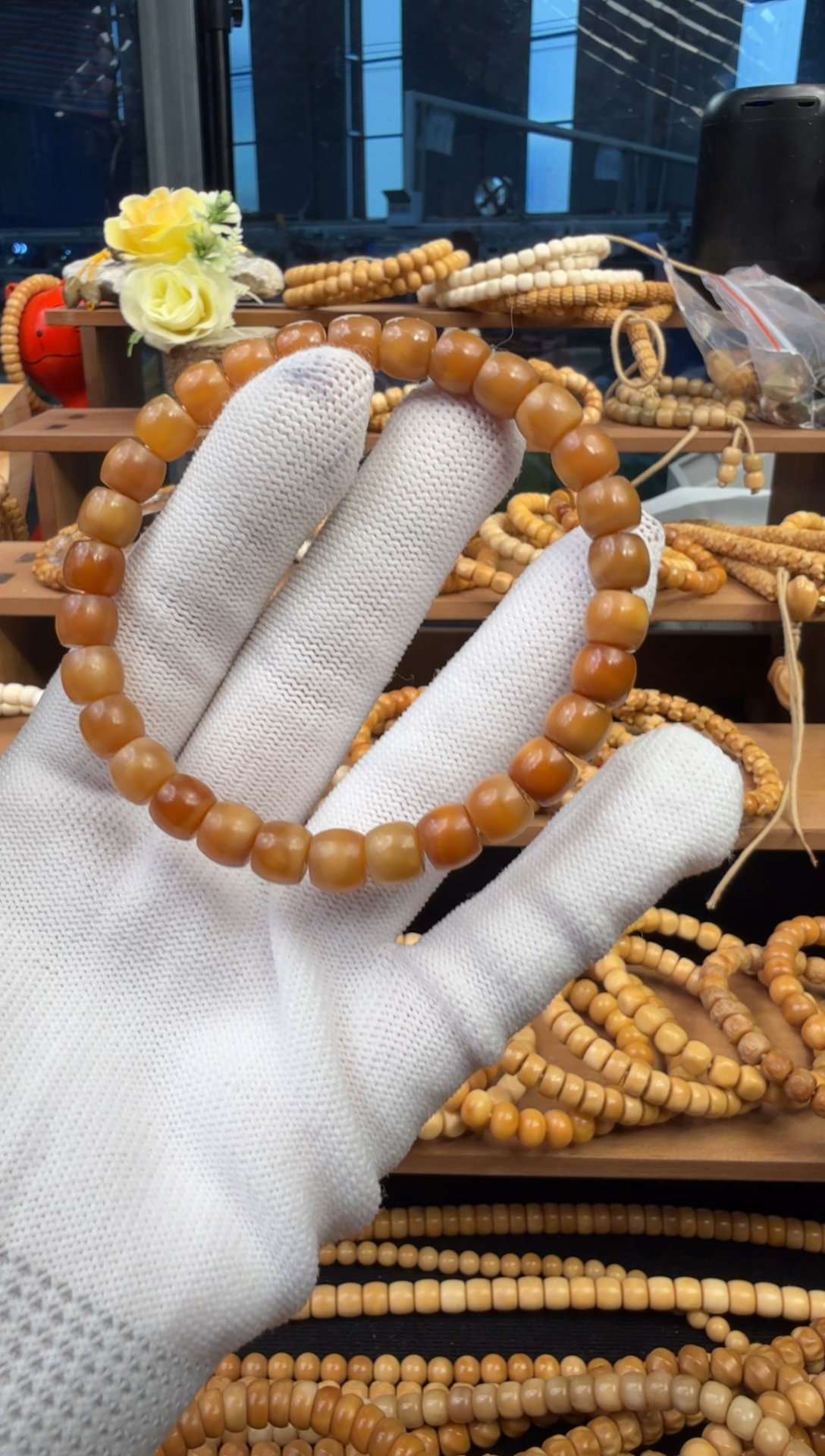 【闪购商品】菩提根/象牙果手串龙脊鼓珠直切单圈玉化料卡8*7