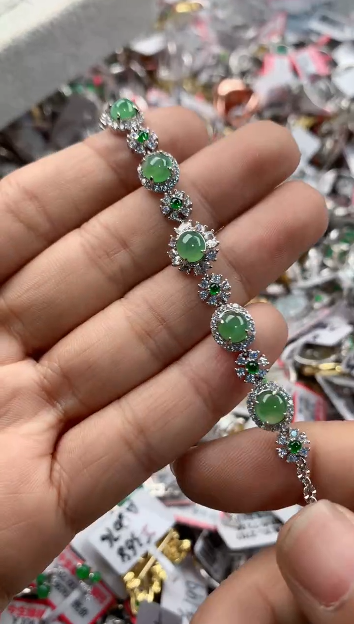 银S925镶嵌戒指翡翠555             5