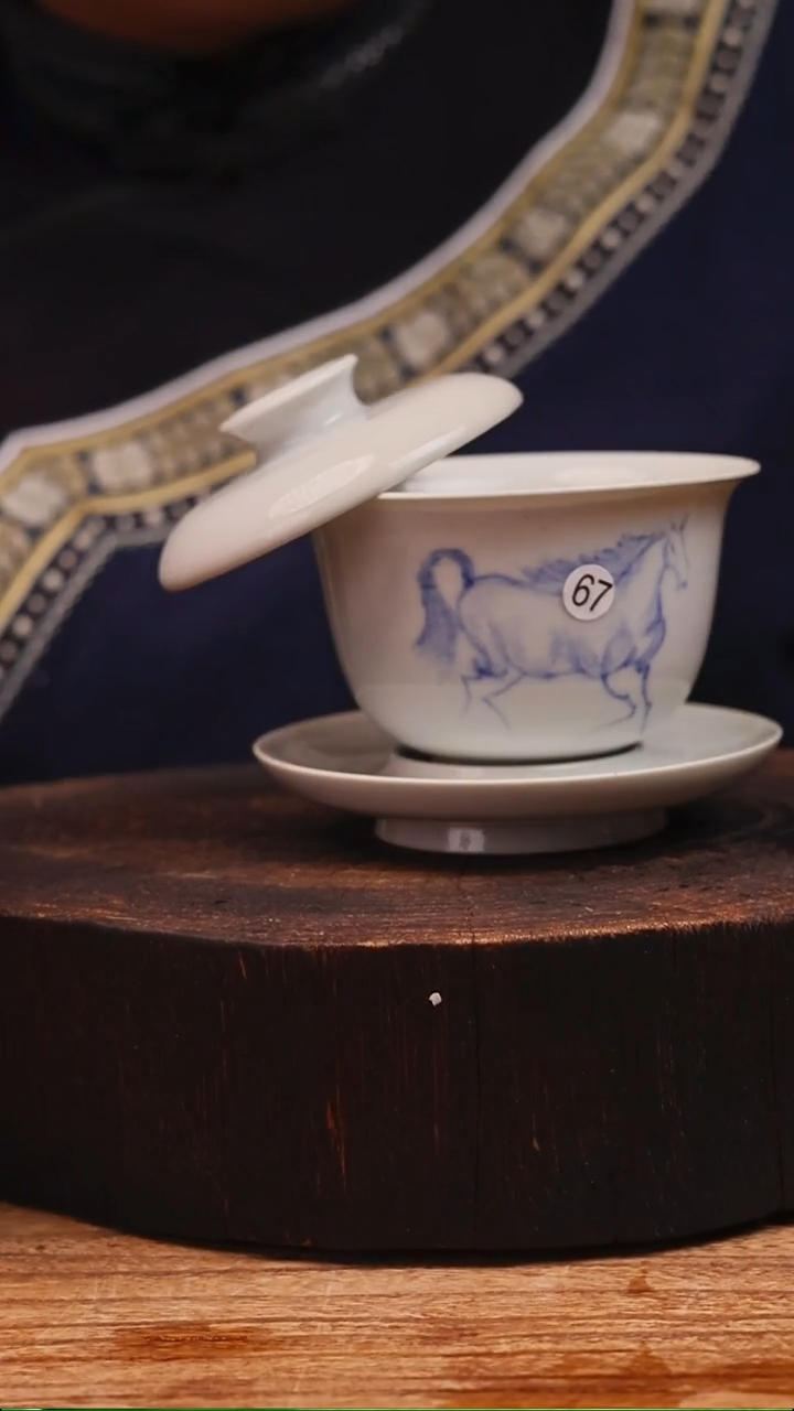 牙舟陶冗平窑釉下彩三才盖碗67