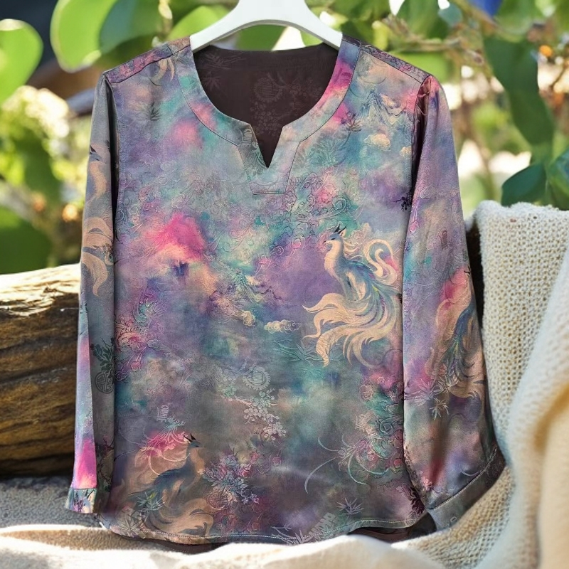 0061【瑶彩】新中式秋季新款时尚高端女式V领上衣