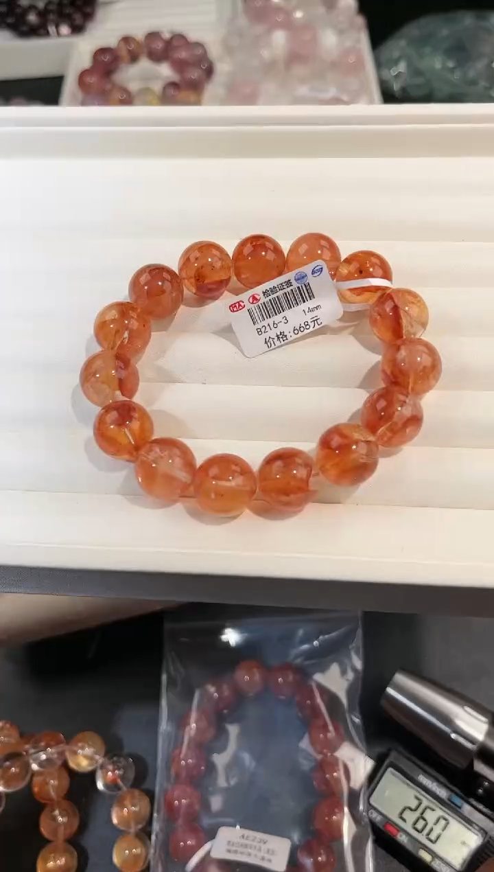水晶手链未镶嵌多样性发一Q54红胶花14mm
