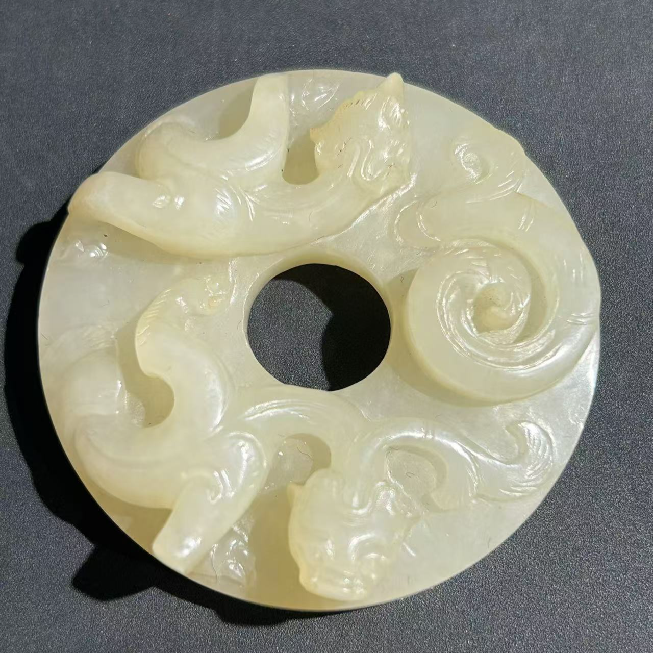 清/和田玉}螭龙璧/121662103