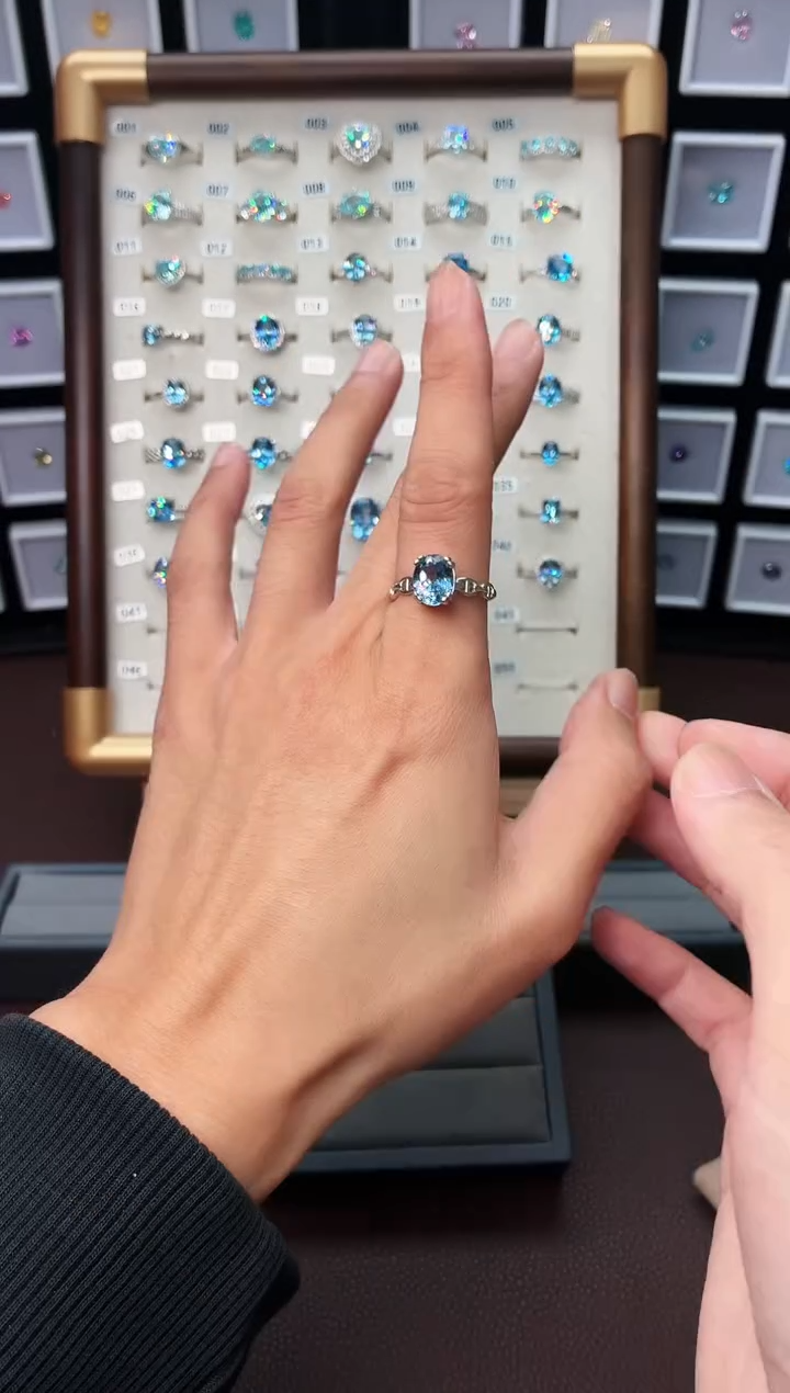 银S925镶嵌戒指海蓝宝石1888