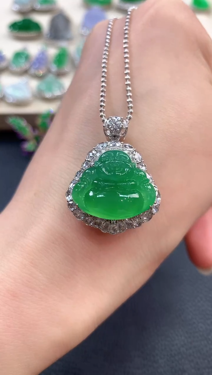 【闪购商品】翡翠吊坠(不含链)18K金镶嵌v91     