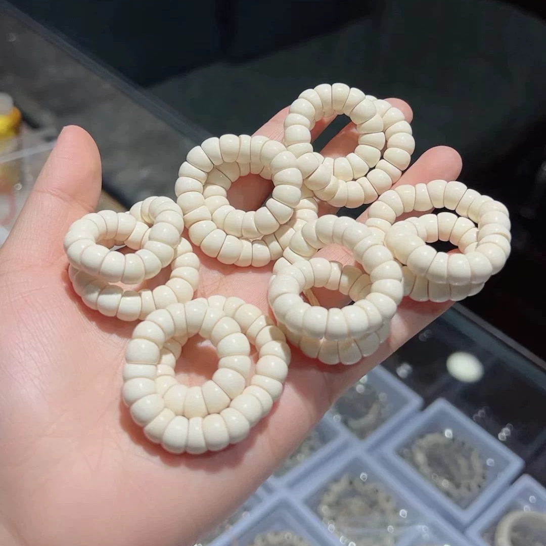 D0122天然猛犸牙大肠手串 支持鉴定假一罚四