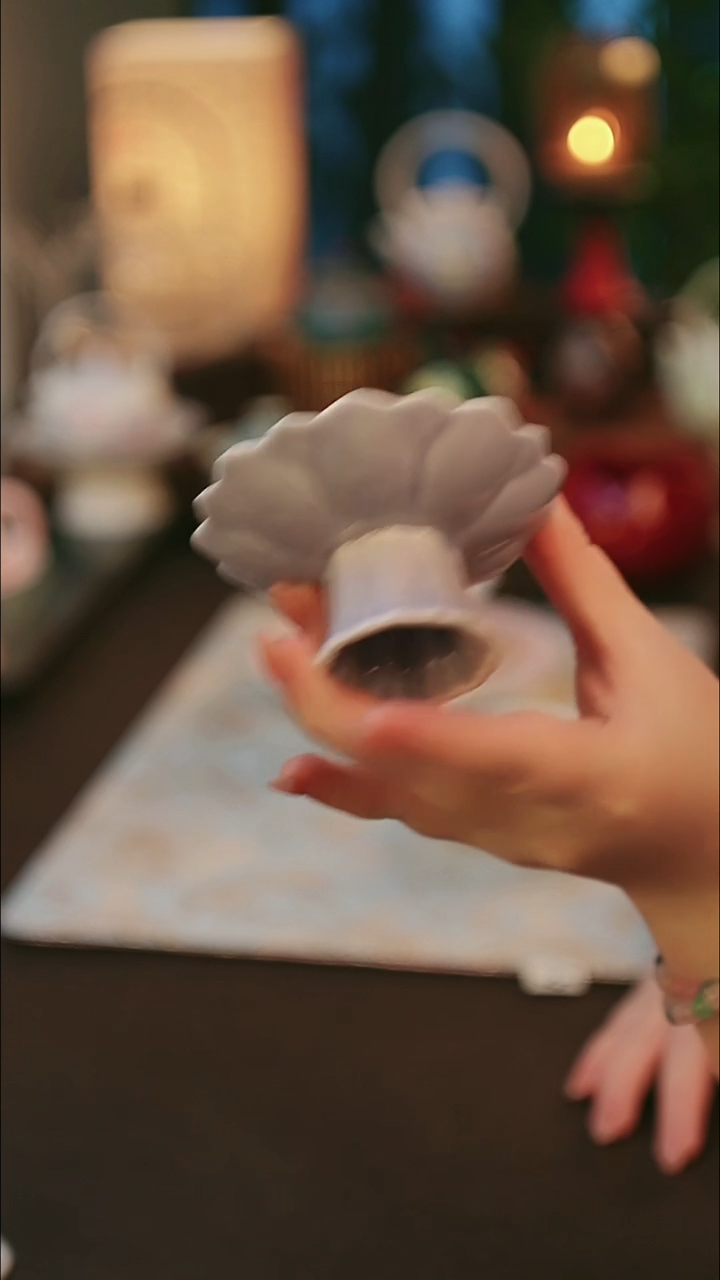 青云茶斋陶瓷茶具高足丁香紫小碟盘