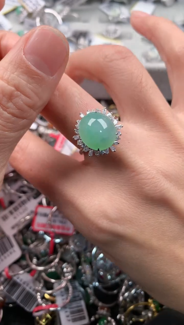 银S925镶嵌戒指翡翠555    6