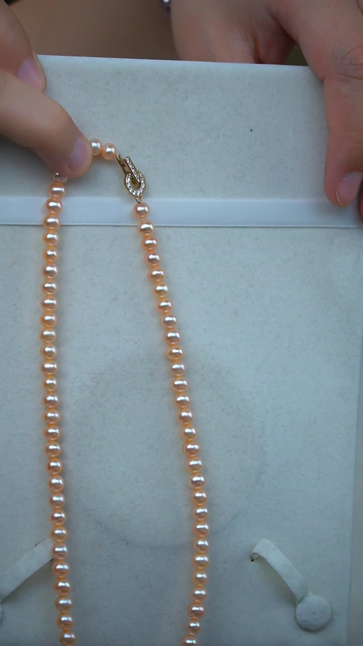 【闪购商品】淡水珍珠颈饰未镶嵌中国红小点位满串项链