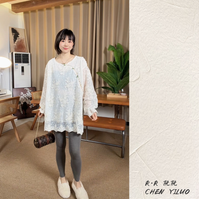 【R·R阮阮 】新品 国风设计重工蕾丝衫R98092