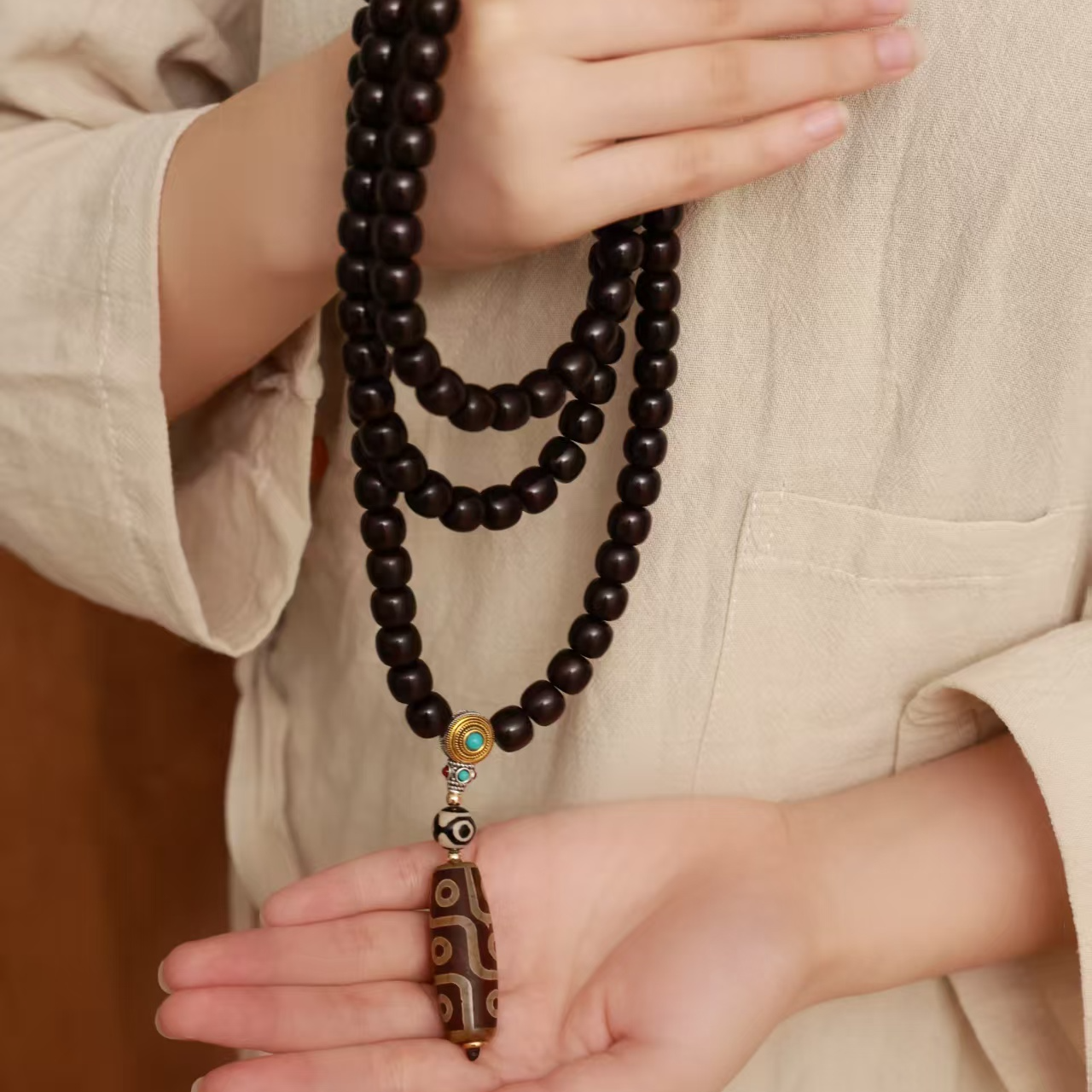 【柔青烟】溏心老料菩提108颗佛珠菩提男女手持文玩盘玩念珠脖挂