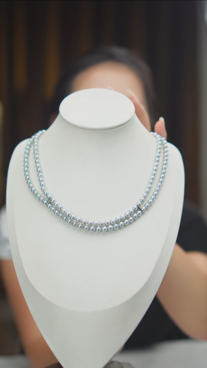 海水珍珠银S925镶嵌颈饰5-6mm