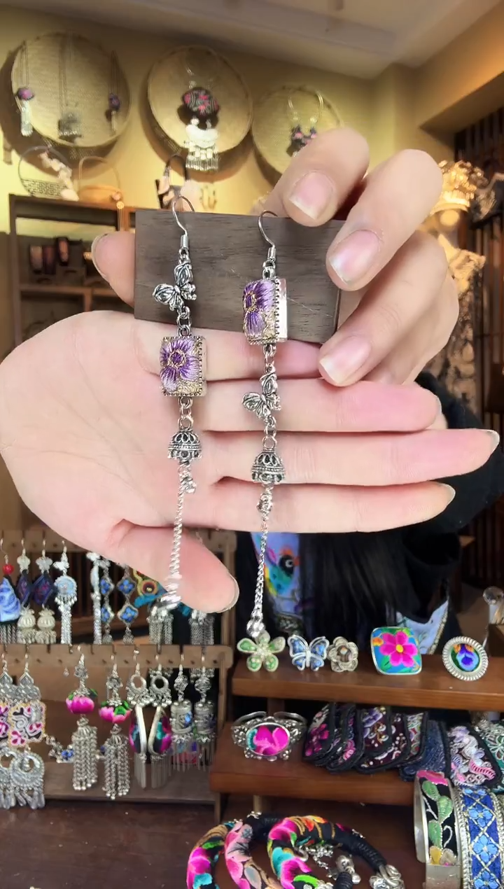 刺绣非遗刺绣民族风耳环