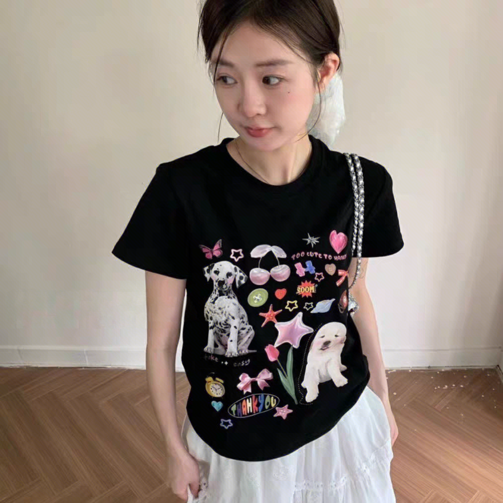 设计感短袖印花T恤女装1160