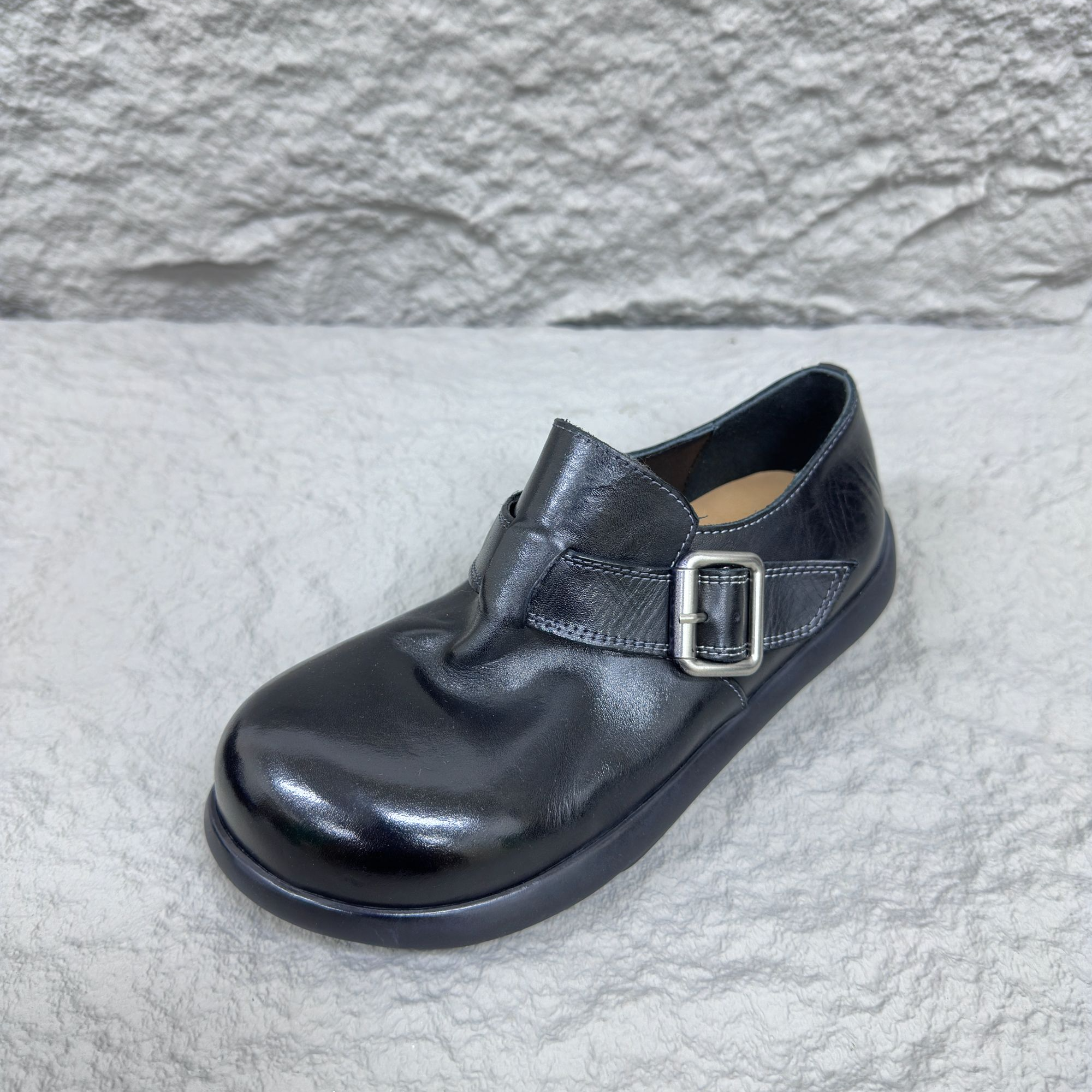 2025新款马皮复古厚底乐福鞋休闲百搭文艺勃肯鞋一脚蹬马皮女鞋