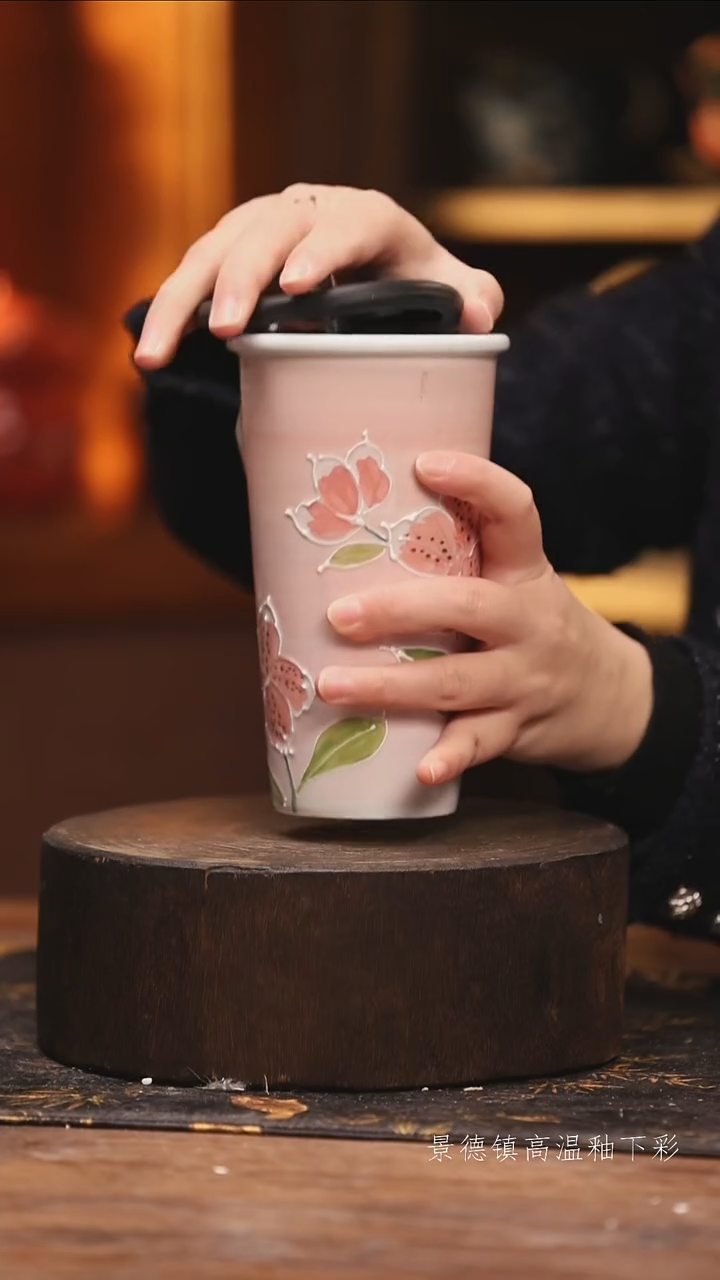 陶瓷景德镇高温釉下手绘陶瓷@L463@