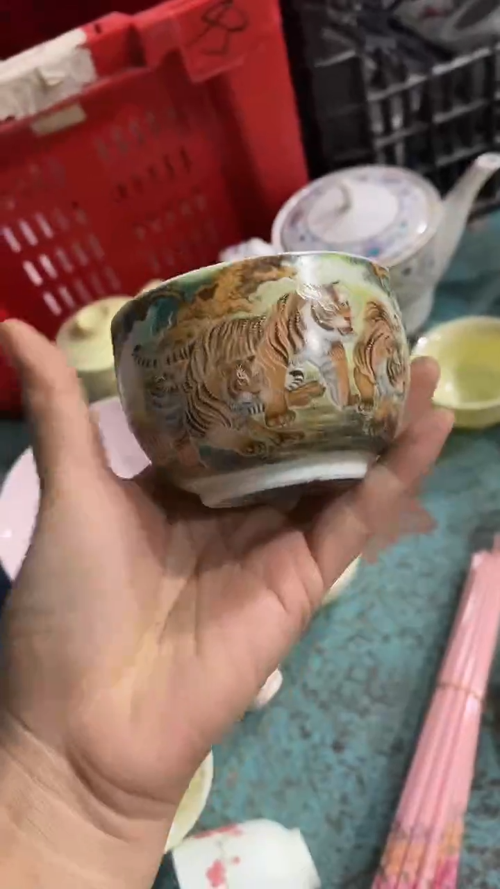 摆件陶夜光老虎主人杯