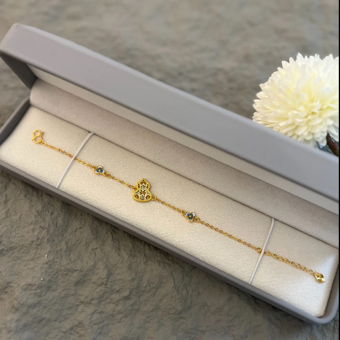   黄色 桃花葫芦手链-A151