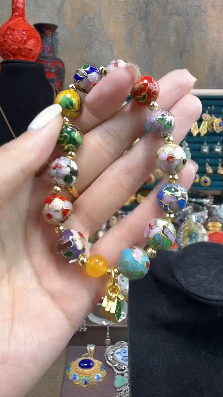 非遗手工景泰蓝手串1.2多宝色