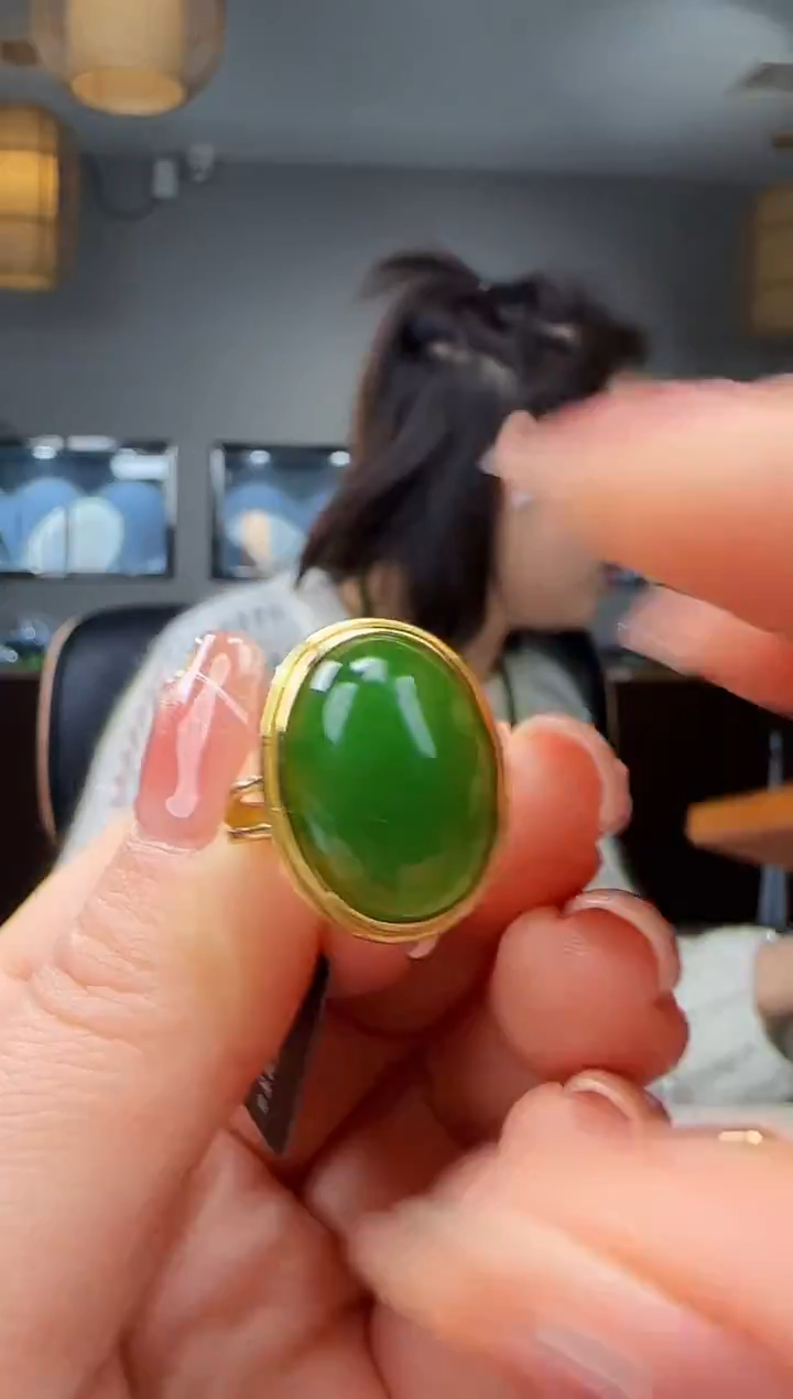 银S925镶嵌戒指和田玉1