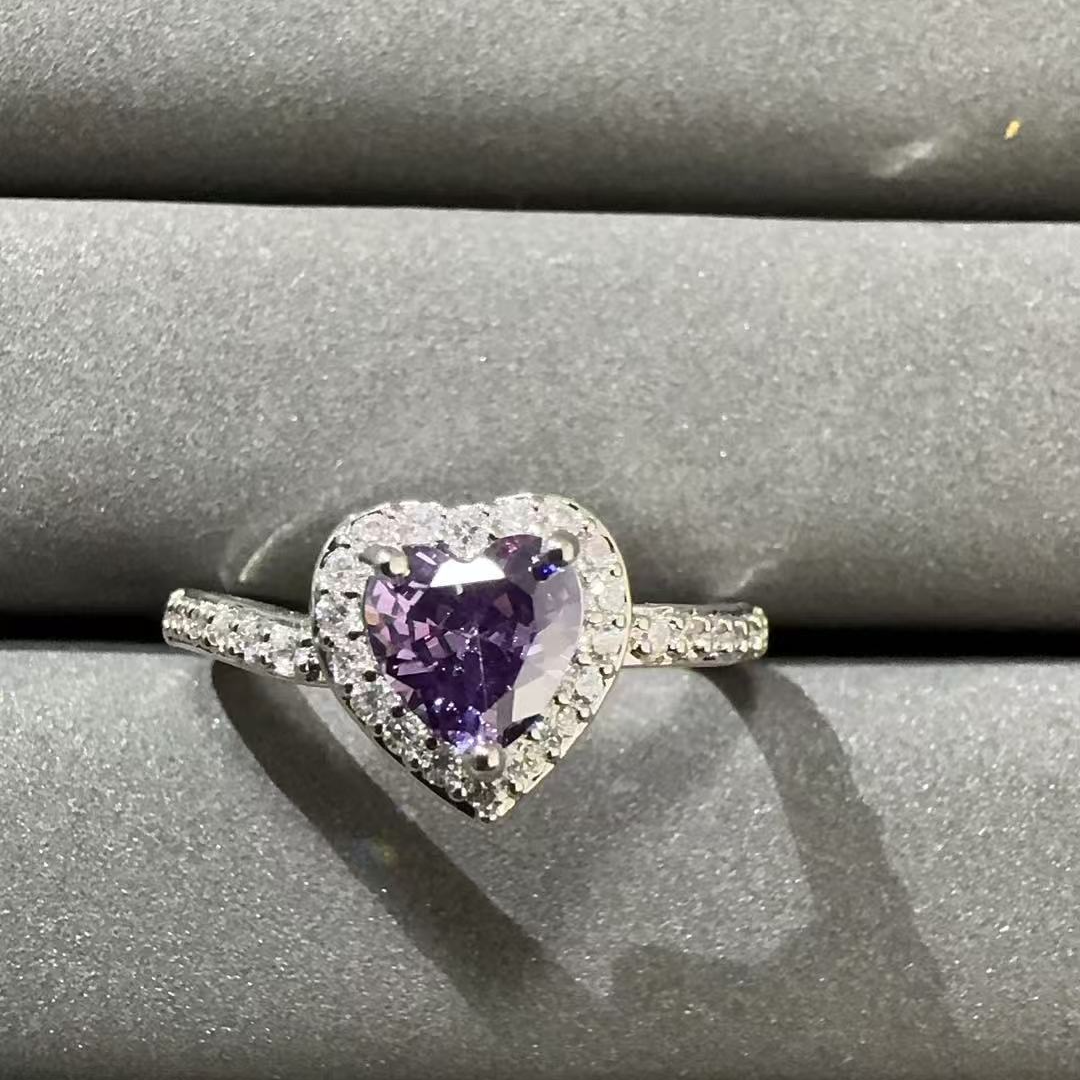 戒指 福玺甄选紫爱心戒指8146