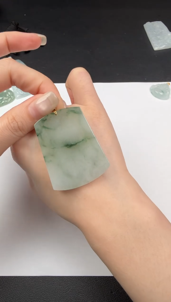 吊坠(不含链)18K金镶嵌翡翠翡翠饰品-104