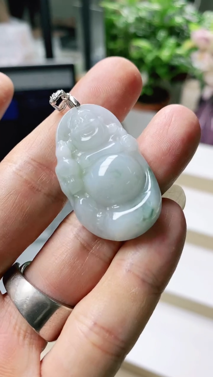 颈饰银S925镶嵌翡翠天然缅甸翡翠A货6