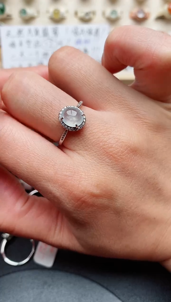 【闪购商品】翡翠戒指银S925镶嵌天然翡翠222   2+