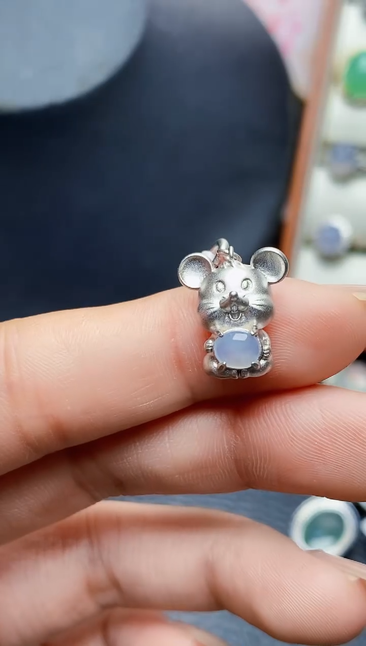 银S925镶嵌戒指翡翠3334