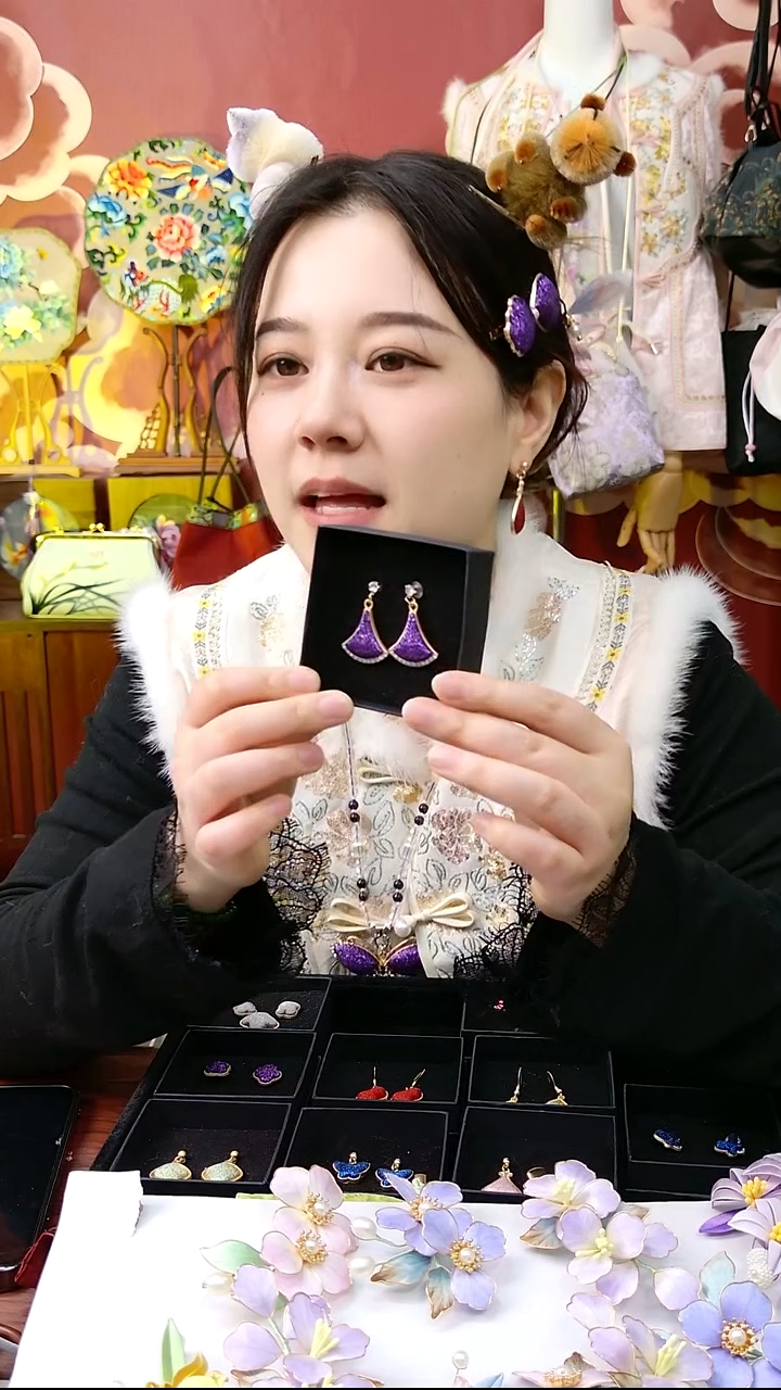 纯铜合金琉璃非遗耳饰