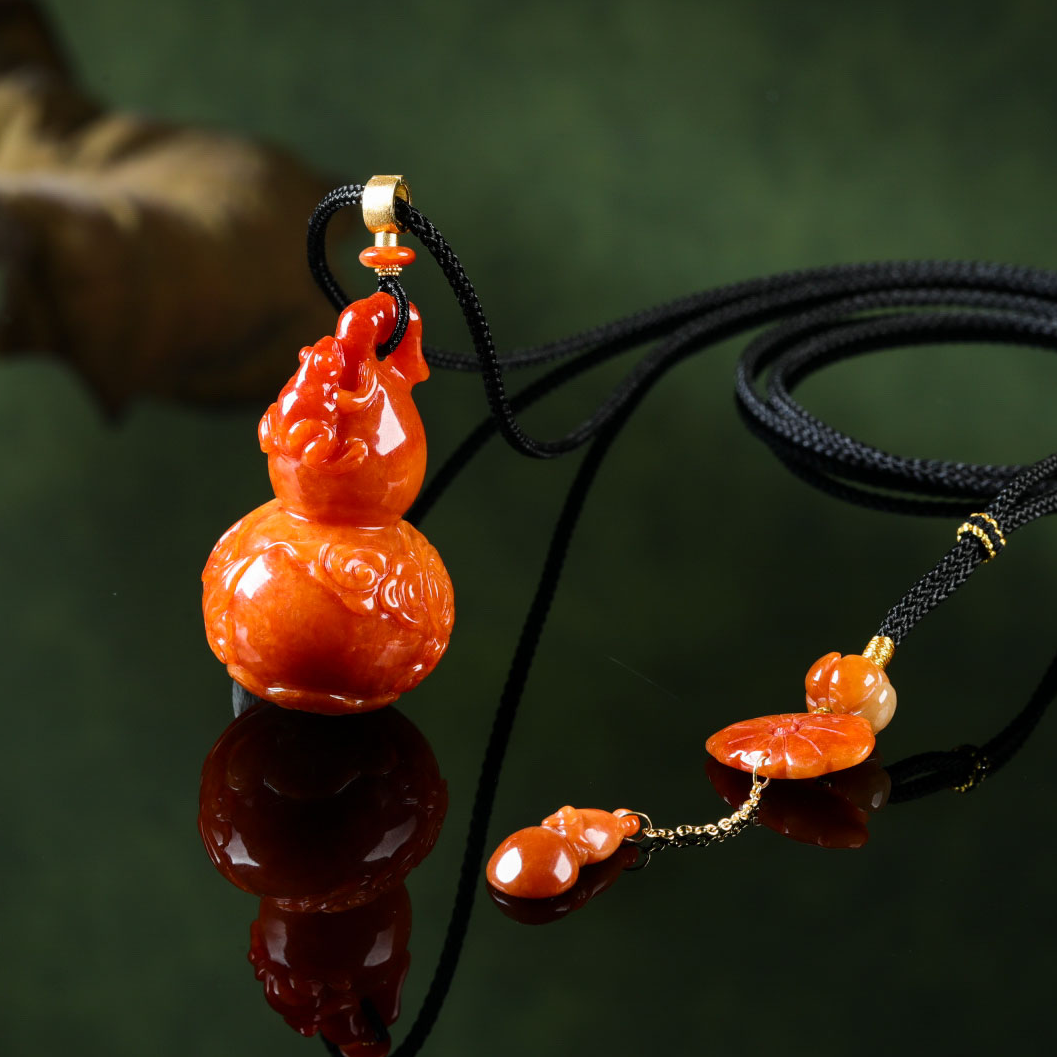 【意婵】《林听》18K金天然缅A老翡翠葫芦项链项链-916665