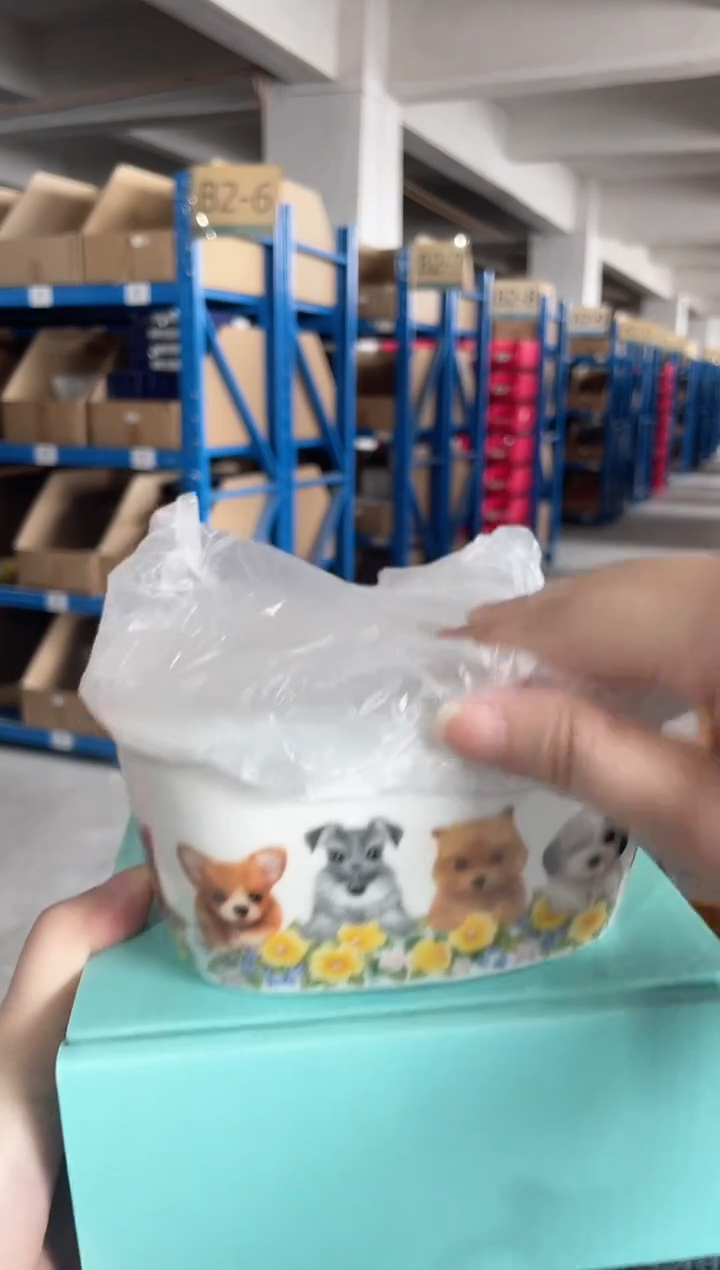 陶瓷花之萌犬保鲜碗大号450ML