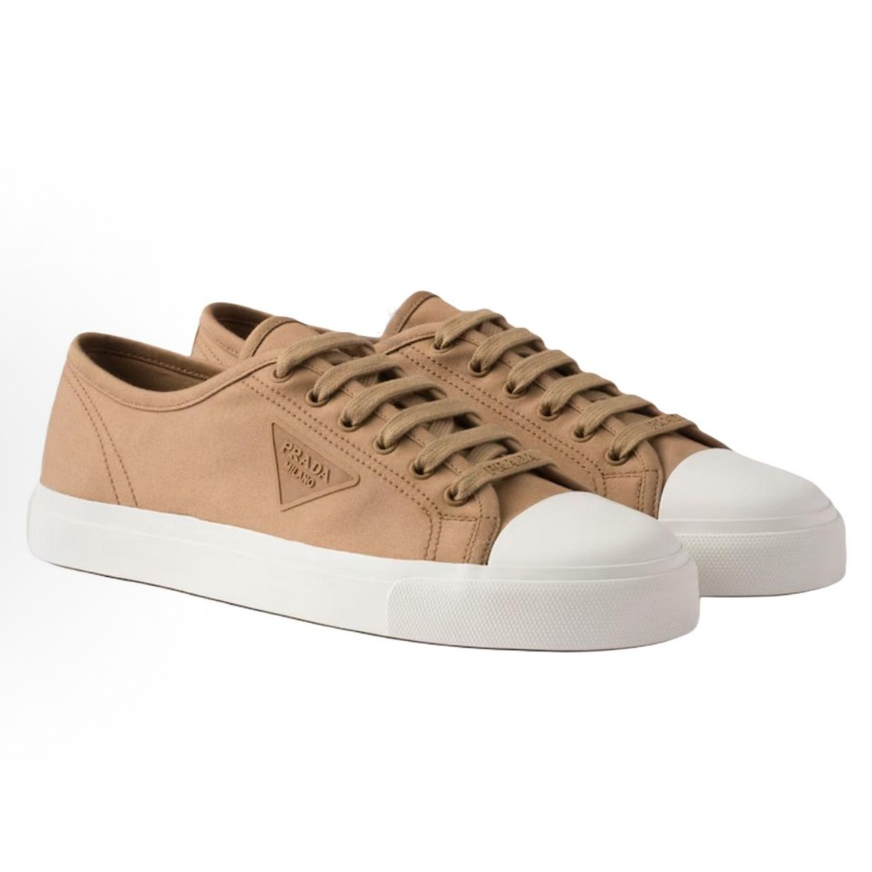 未使用 Prada/普拉达 焦糖色帆布板鞋 ZYMCS30010