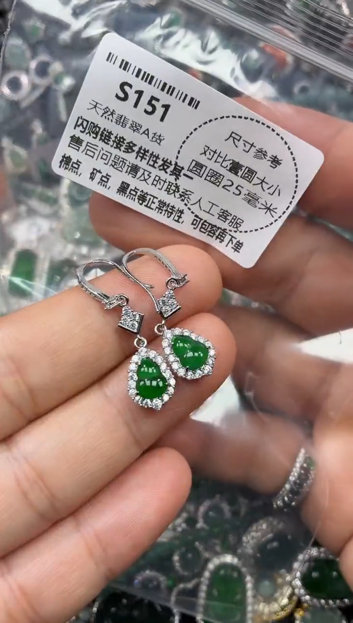 颈饰未镶嵌翡翠S151耳钩