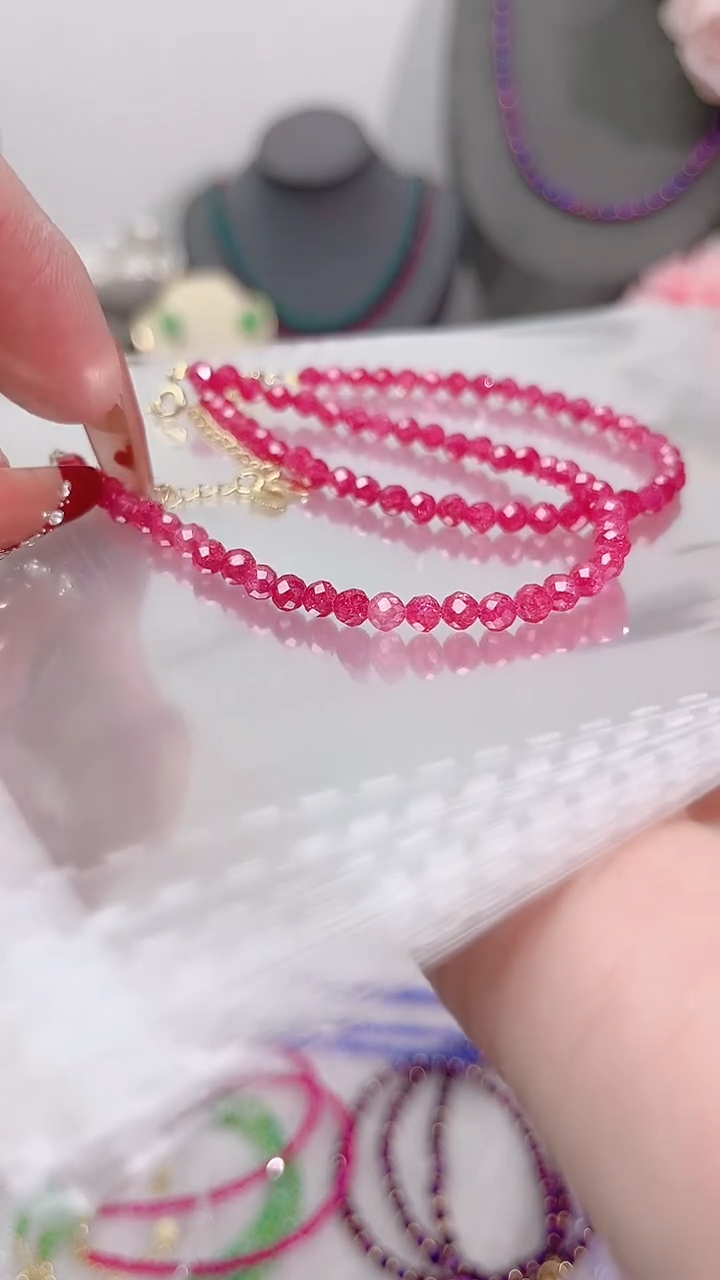 手链彩色蓝宝石银S925镶嵌大米帕帕拉恰89