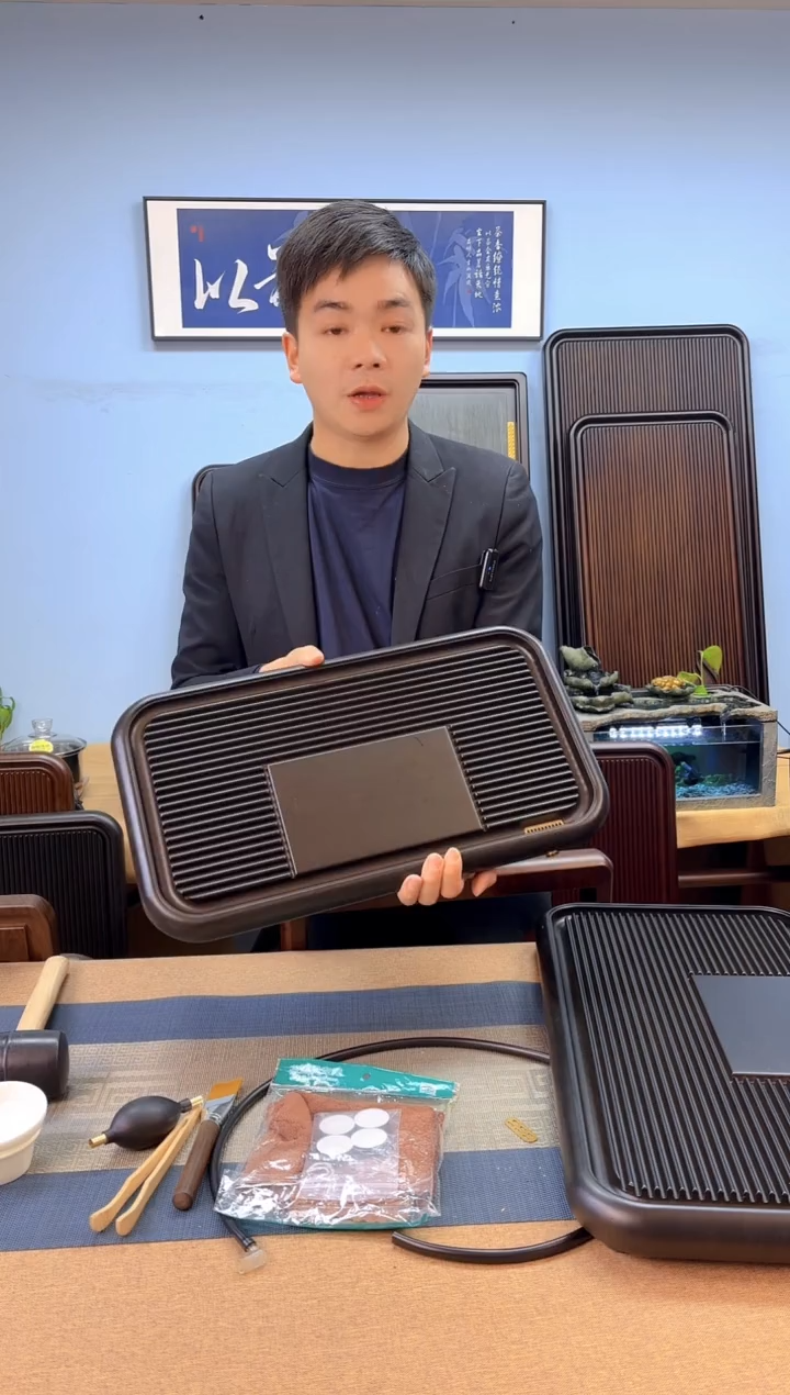 【闪购商品】凌龙黑色款式茶盘50*28*4