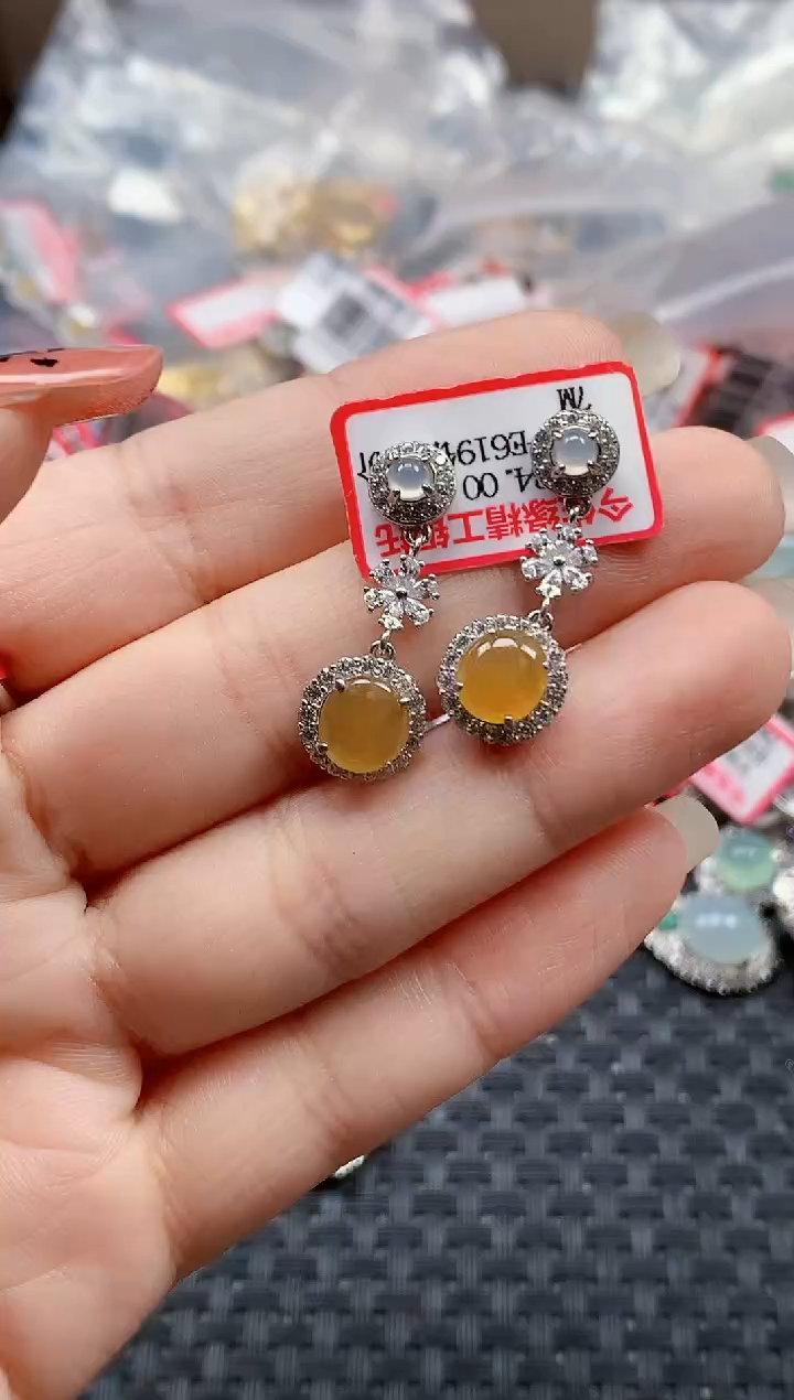 银S925镶嵌戒指翡翠天然A货缅甸翡翠