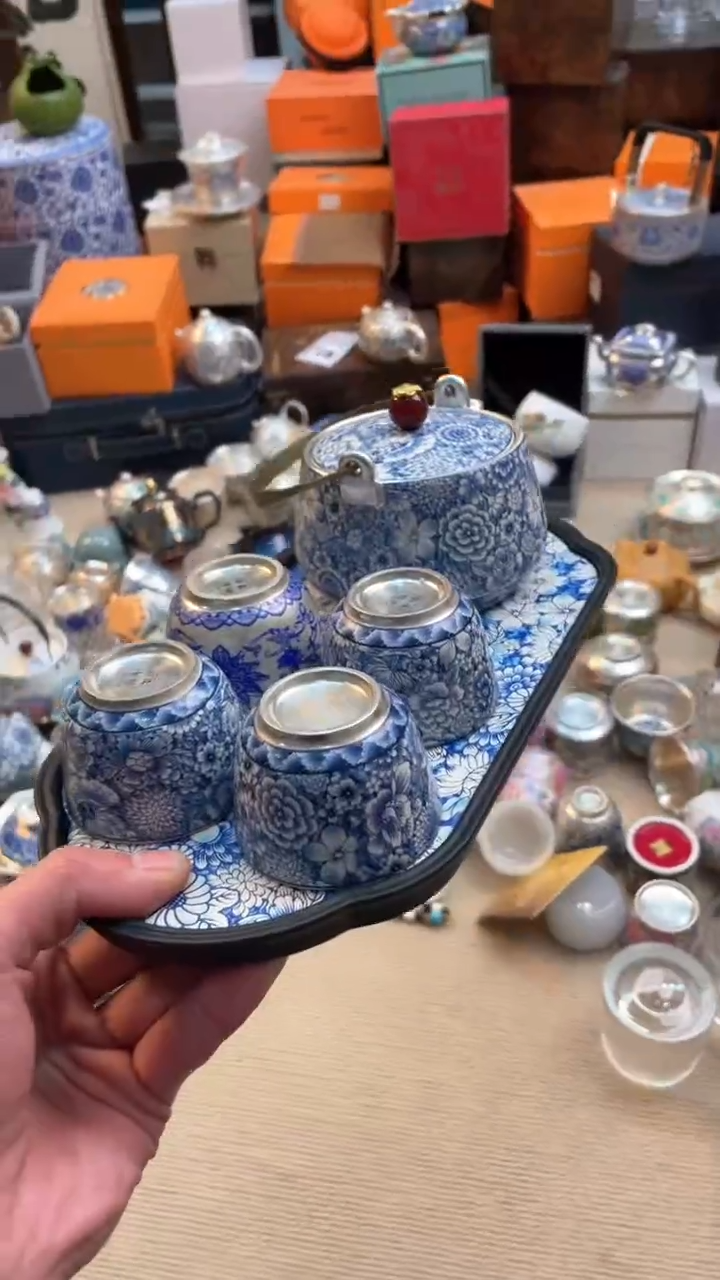 【闪购商品】瓷片@@@@@@@@@@@万花提梁壶六件套