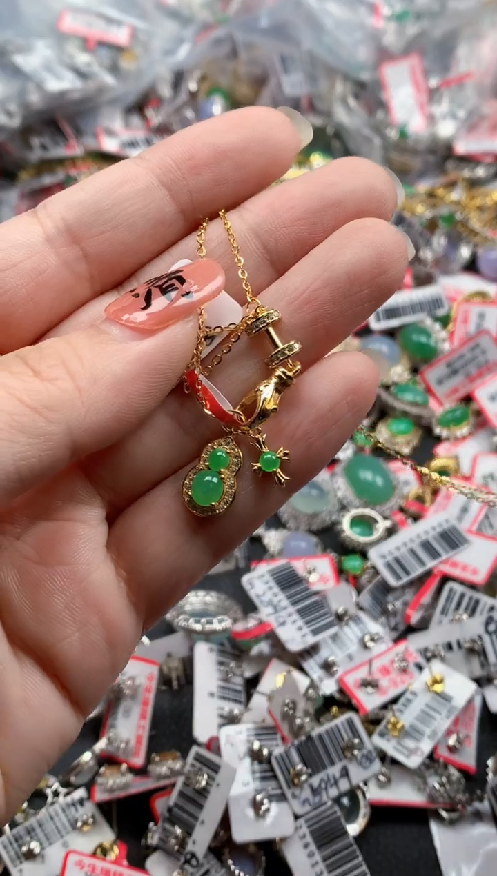 银S925镶嵌戒指翡翠天然A货缅甸翡翠