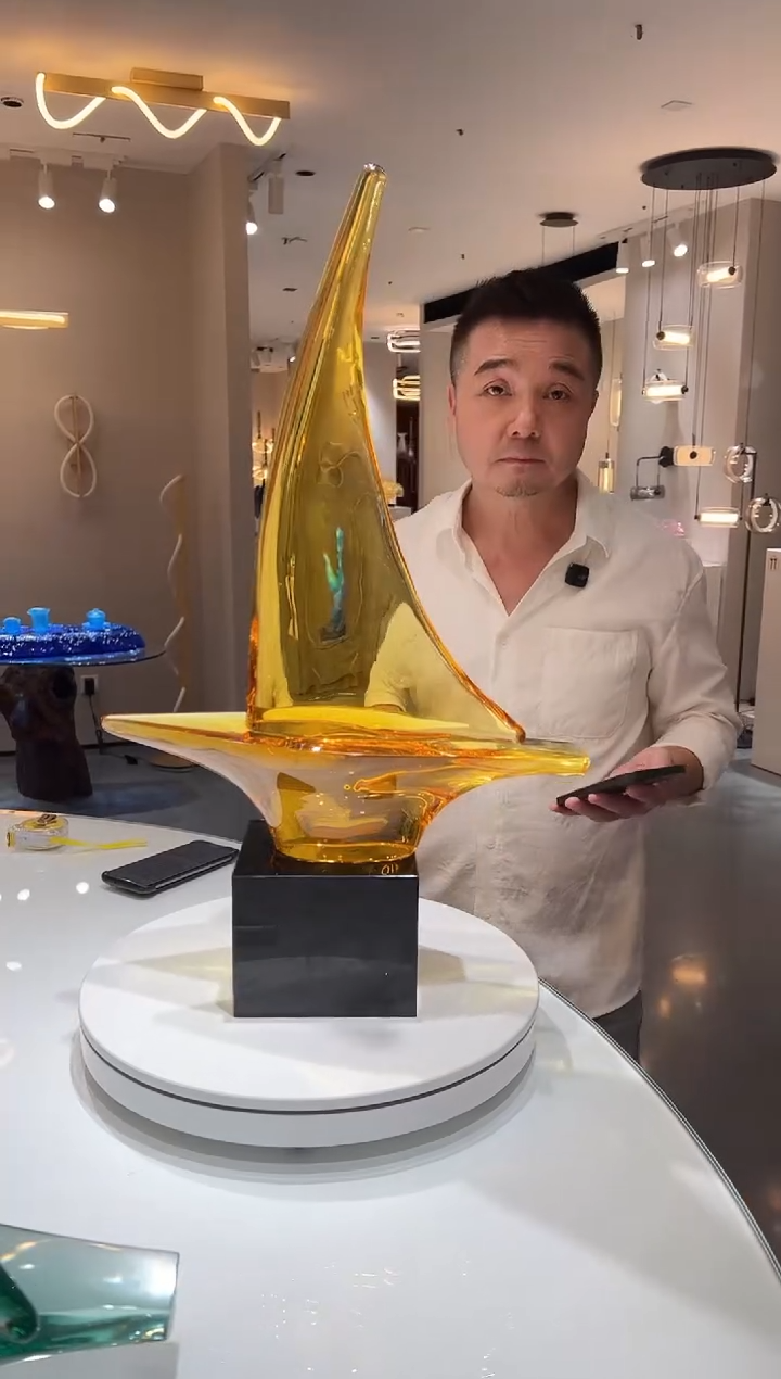 茶宠巴比特美学 金色帆船加底座