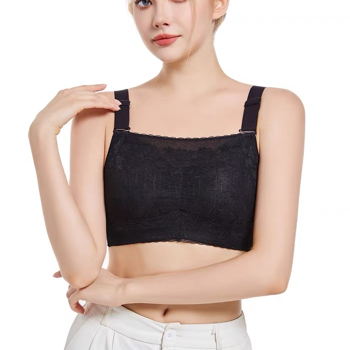 裹胸抹胸防走光，无钢圈无海绵内衣调整型，5排扣文胸大胸显小聚拢