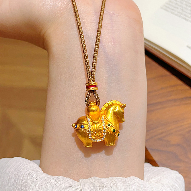 合金吊坠 【蓝绿钻马上有钱】生肖马吊坠项链小马时尚