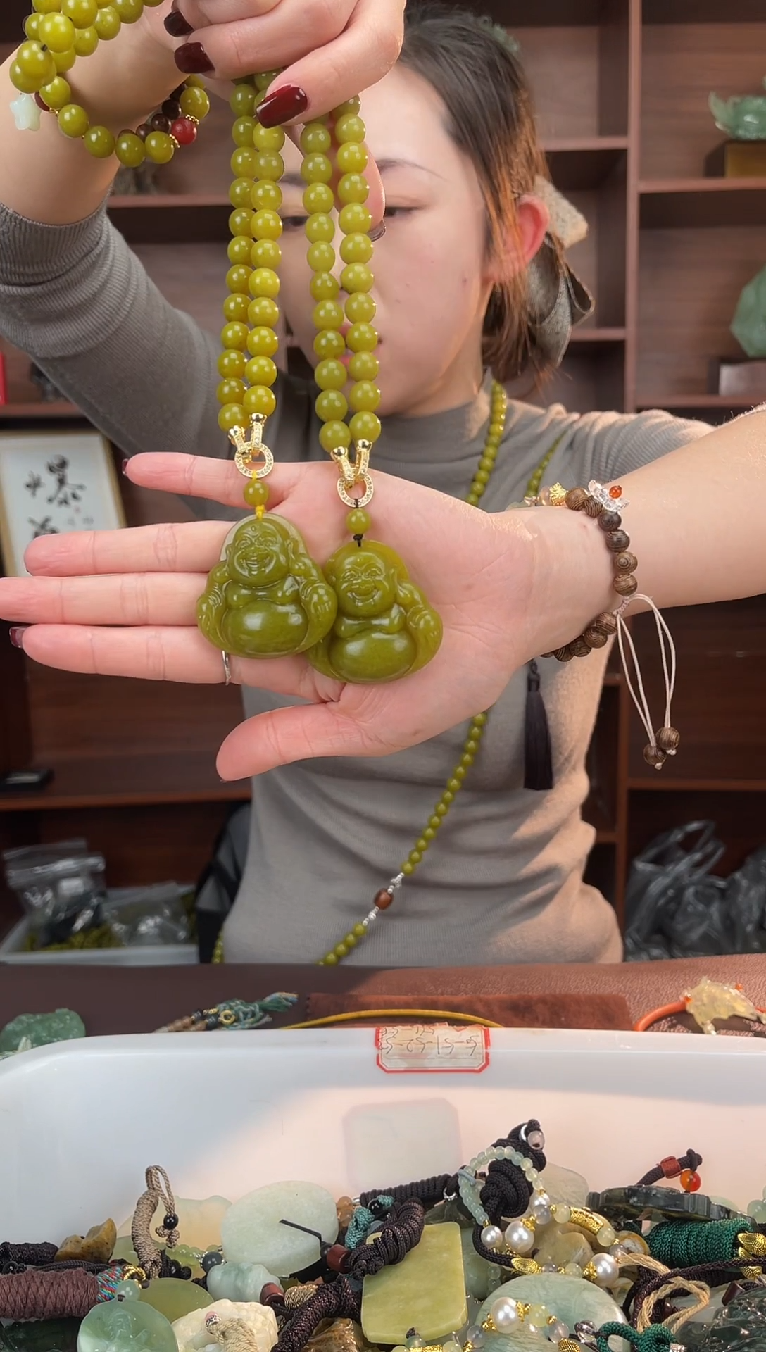 未镶嵌蛇纹石玉颈饰多样性发货拍一发一