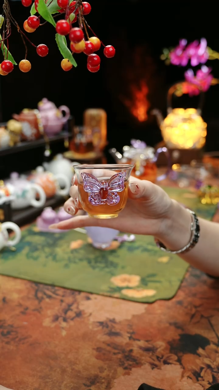 【闪购商品】紫色蝴蝶品茗杯60cc@@@@@@