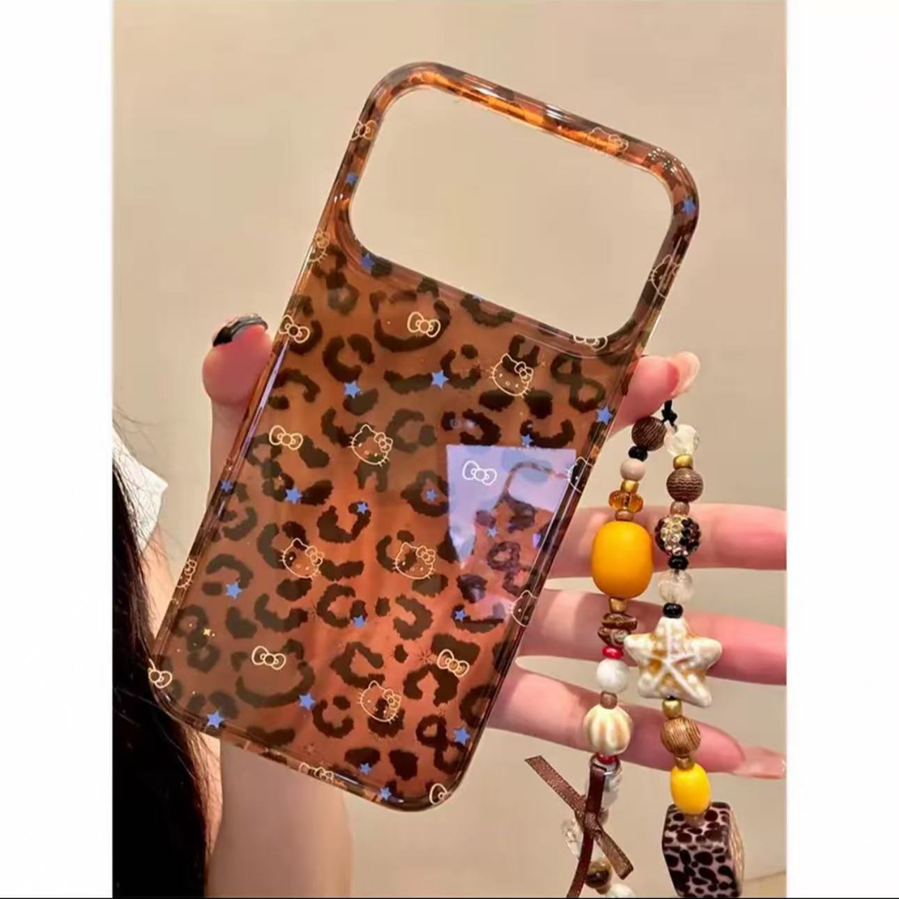 可爱卡通满屏豹纹金色线条Kitty猫IMD手机壳适用iPhone17promax