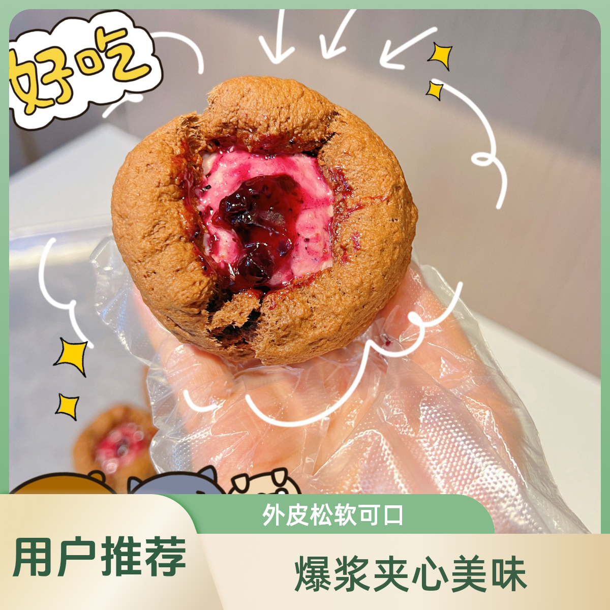 两枚司康（可可蓝莓，抹茶草莓）