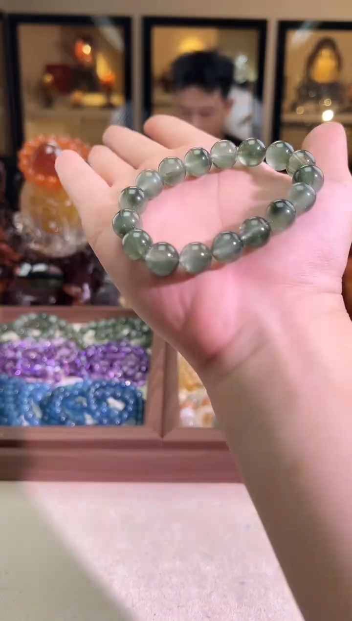 未镶嵌手链水晶12mm+绿兔毛（多样性发一）