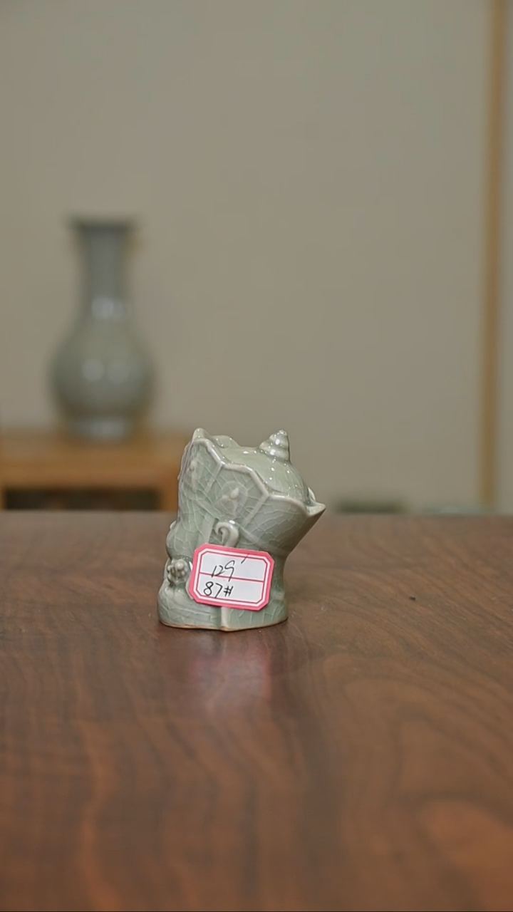 杯88#微瑕豆绿釉小茶宠