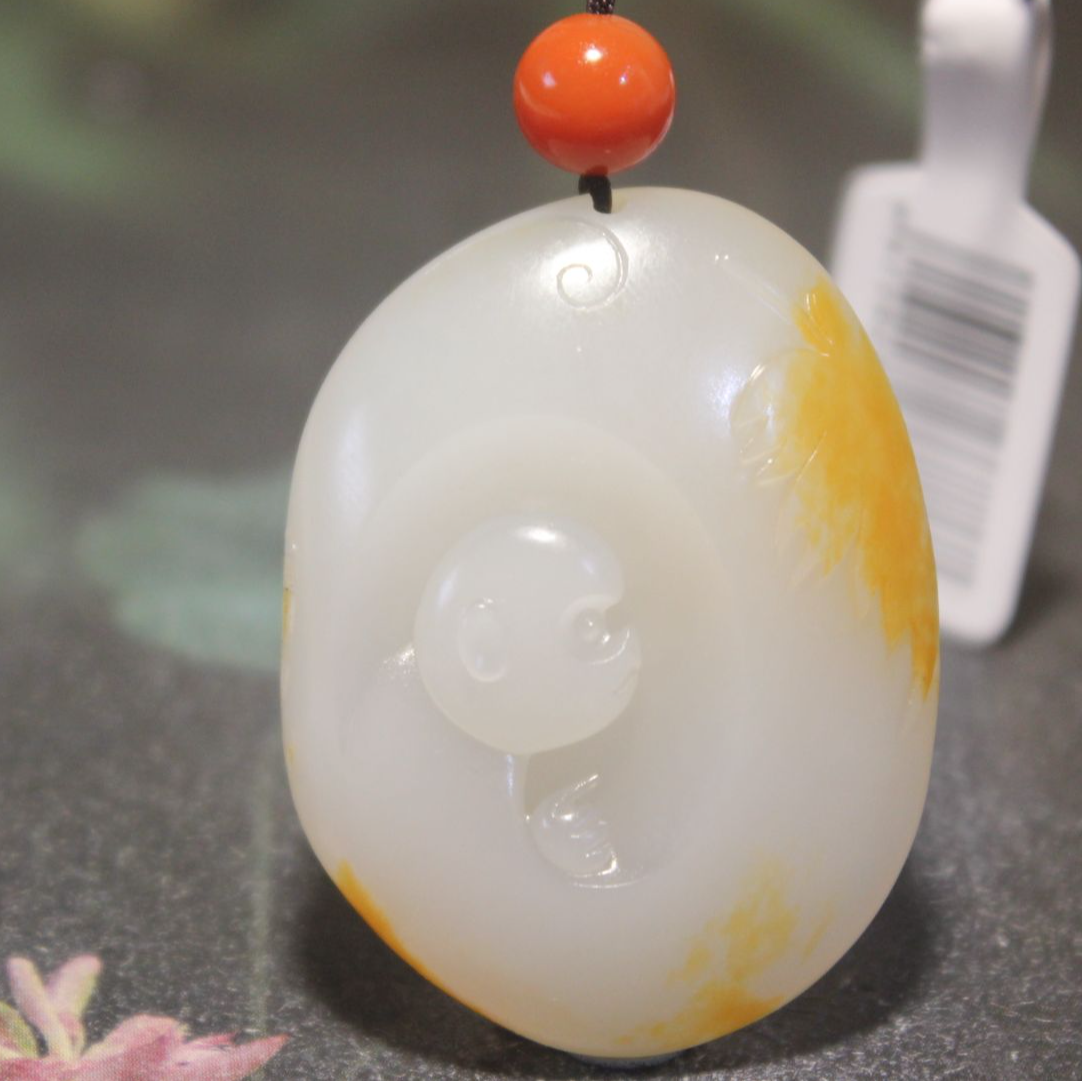 新疆和田白玉 顾红新作 一夜封侯 苏工 留黄金皮