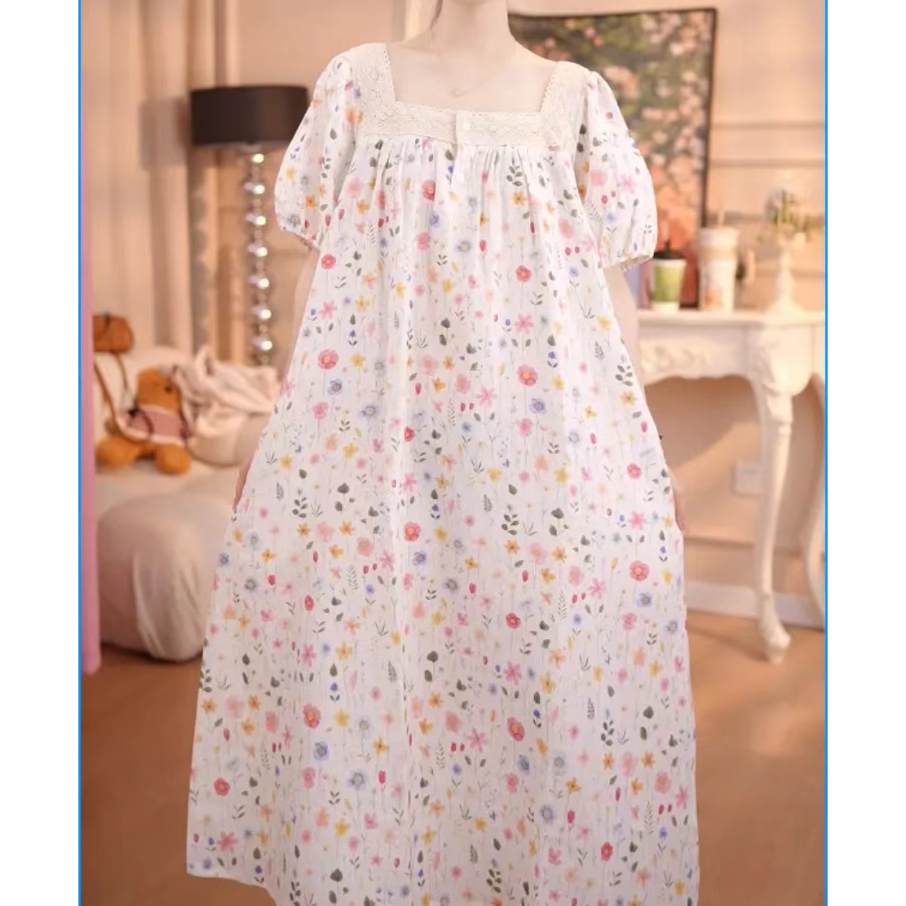 2025新款睡裙女夏季睡衣裙可外穿碎花休闲长款印花气质韩版